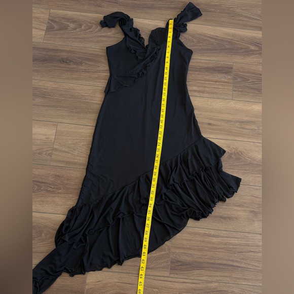 Women’s Asymmetrical Dress Ruffled Thin Strap Sz L Whimsigoth 90’s Y2K - Picture 7 of 9